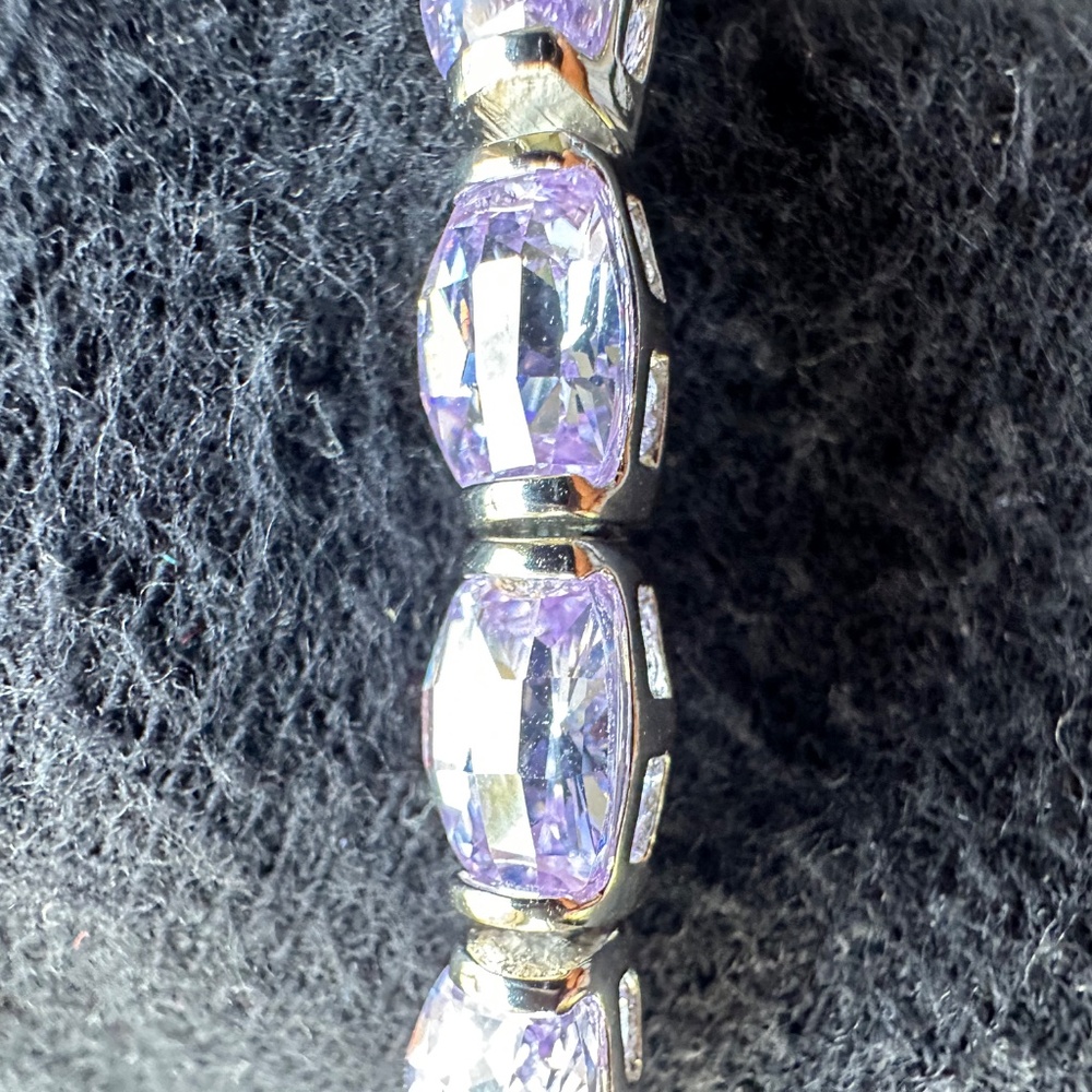 Lab-made Amethyst and Sterling Silver Bracelet - Picture 8 of 11